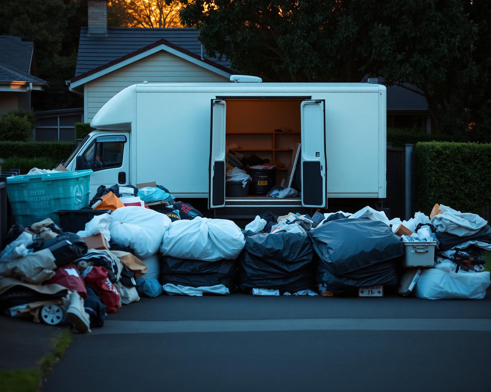 Sorted rubbish loaded into an Urban Junk Removal truck on a Melbourne driveway